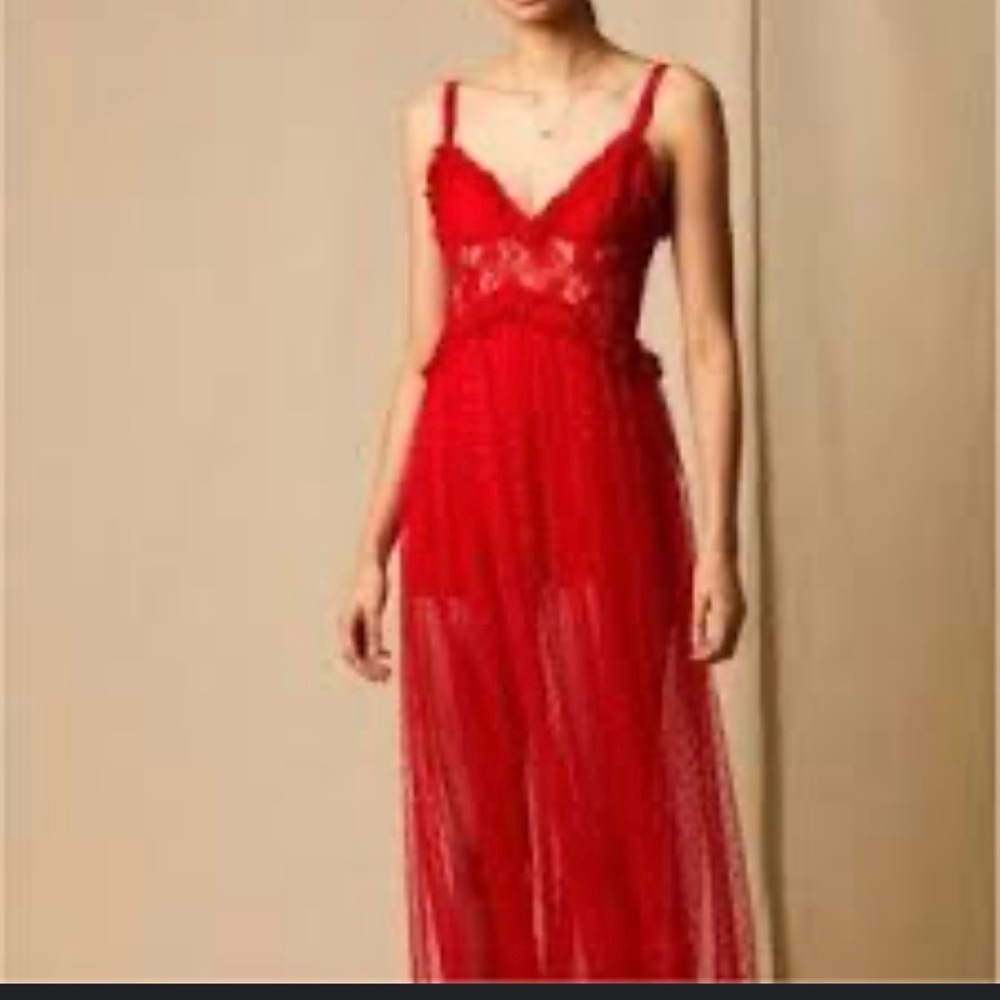 Choosy Red Lace Swiss Dot Maxi Sz 14,18
